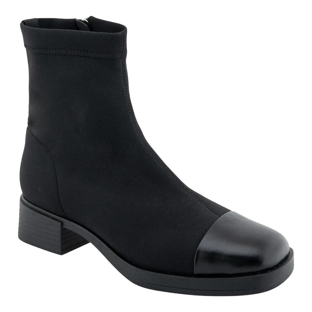 NWT Aerosoles Womens DIMMI Ankle Bootie DIMMI Black Stretch Fabric 6M - Picture 2 of 14